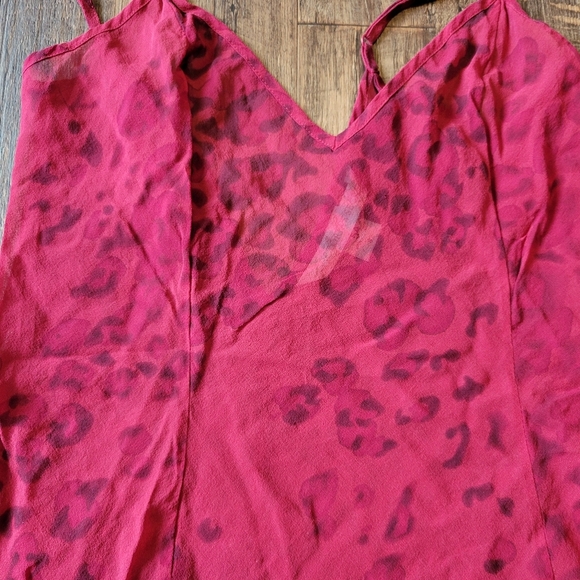 Y2K Victoria's Secret Red Leopard Print Sheer Silk Slip Dress - Picture 3 of 7